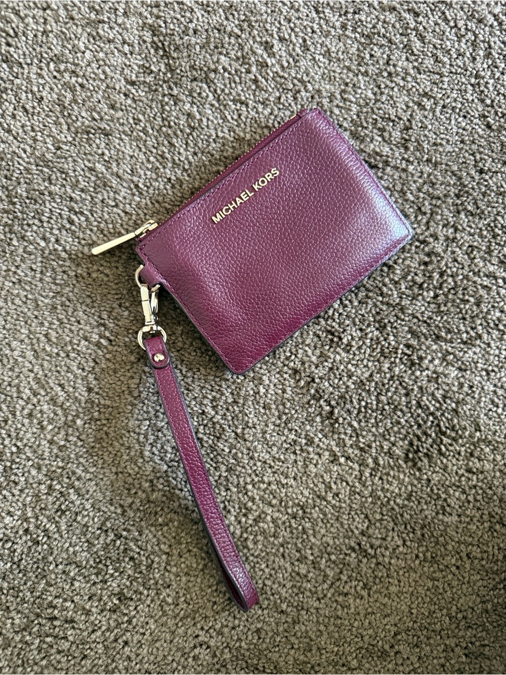 Michael Kors Plum Leather Wristlet with Detachable Strap